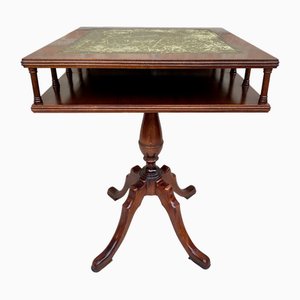 19th Century Regency Wood Game Table with Green Leather Top, 1890s