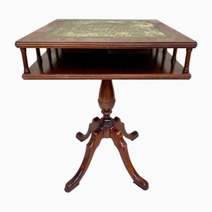 Table de Jeu Regency 19ème Siècle en Bois avec Plateau en Cuir Vert, 1890s