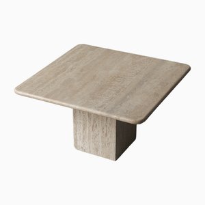 Travertine Coffee Table with Square Foot, 1970s
