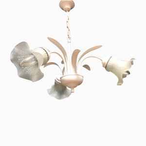 Lustre avec Trois Lampes en Métal, 1950s