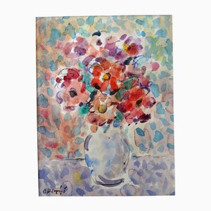 Oskars Berzins, Flowers, Watercolor on Paper