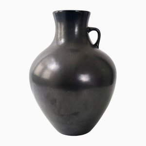Large Mid-Century Vase in Black Ceramic, 1950s