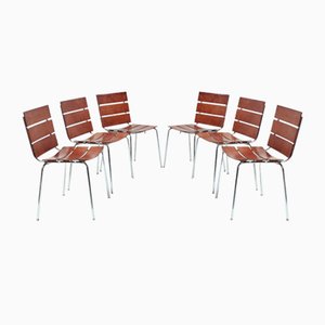 Italian Brown Hide Leather Dining Chairs by Giancarlo Vegni for Fasem, 1980s, Set of 6