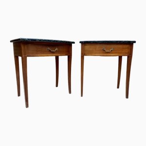 Modern Nightstands with Grey Marble Top, 1940, Set of 2