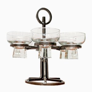 Danish Table Candleholder in Metal and Glass, 1960s, Set of 7
