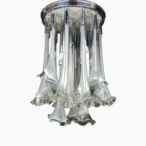 Lámpara de araña Calla / Lily de cristal de Murano de Venini, Italia, años 60