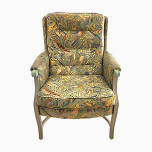 Vintage Upholstered Wood Armchair