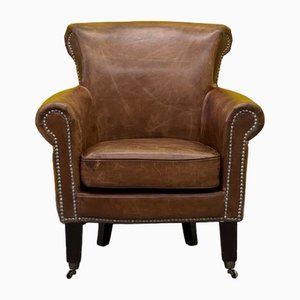 Brown Leather Club Armchair, 1980