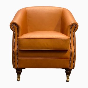 Vintage Orange Leather Club Chair, 1980