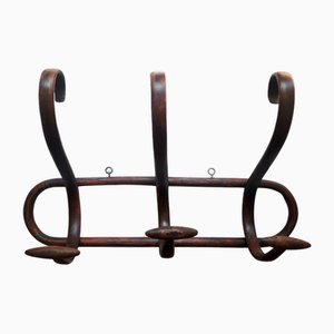 Bent Wood Wall Coat Rack in the Style of Thonet, 1960s