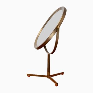 Specchio girevole Mid-Century con treppiede in ottone, anni '60