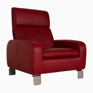 Leather Armchair in Red by Willi Schillig