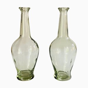 Botellas decorativas vintage de vidrio transparente, Francia, años 60. Juego de 2