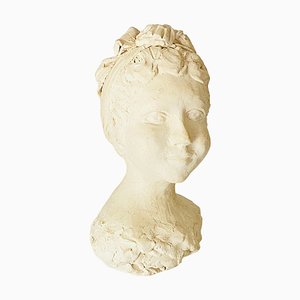 Art Deco Plaster Bust of Woman, France, 1930s