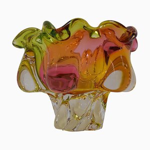 Cuenco Art Glass atribuido a Josef Hospodka para Glasswork Chribska, años 60