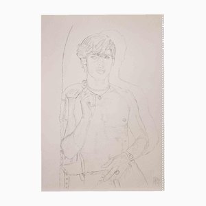Anthony Roaland, Portrait d'un jeune homme, Dessin au crayon, 1981