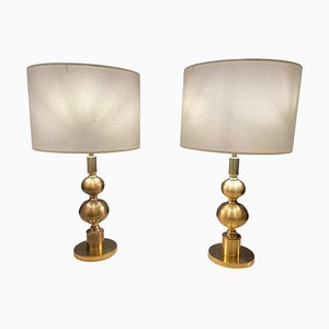 Gilded Ball Lamps attributed to Boulanger, 1970s, Set of 2