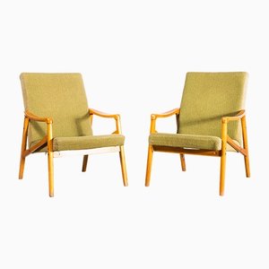 Original Armchairs in Lime Green by Jaroslav Smidek, 1950s, Set of 2