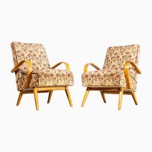 Original Armchairs in Jacquard Floral by Jaroslav Smidek, 1950s, Set of 2