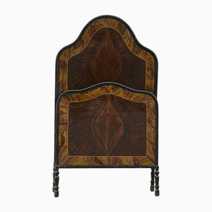Lit Simple en Fer Forgé et Faux Bois Peint, Début des années 1900