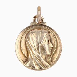 20th Century French 18 Karat Yellow Gold Haloed Virgin Medal by Paul Brandt, 1890s