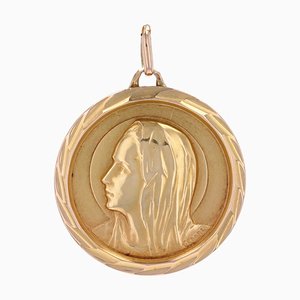 18 Karat Yellow Gold Virgin Mary Haloed Medal, 1890s