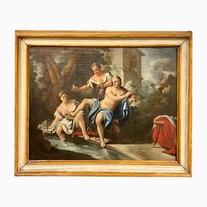 Artista di scuola veneziana, Betsabea al bagno, Olio su tela, Fine XVIII secolo, In cornice