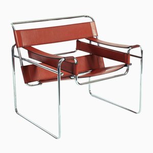 Sedia B3 Wassily marrone chiaro attribuita a Marcel Breuer per Gavina, Italia, anni '60