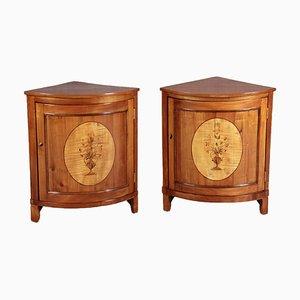 Small Antique Corner Cabinets in Cherry, 1800s, Set of 2