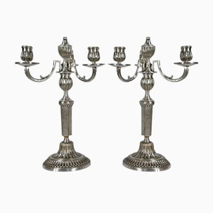 Silver Bronze Candleholders, Late 19th Century, Set of 2