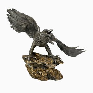 P. Brunelle, Escultura de águila calva, siglo XX, estaño