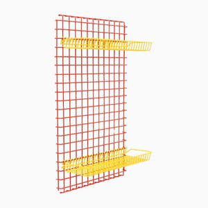 Equipped Metal Wall Grid with Shelves, 1970s, Set of 3