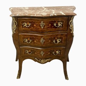 Commode Victorienne avec Plateau en Marbre Marqueterie de Kingwood, France, 1880s