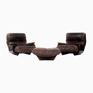 Marsala Armchairs with Pouf by Michel Ducaroy for Ligne Roset, 1970, Set of 3