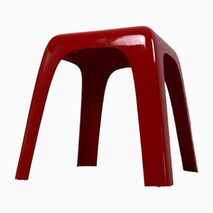 Small Red Table Stool by Castiglioni Gaviraghi Lanza for Valenti Milan, 1980s