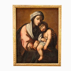 Artiste Italien, Vierge à l'Enfant, 1720, Huile sur Toile, Encadrée