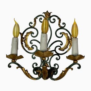 Louis XV Style Wall Lights in Wrought Iron, 1940s, Set of 2