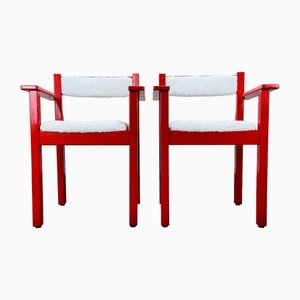 Mid-Century Modern Red Armchairs, 1970s, Set of 2