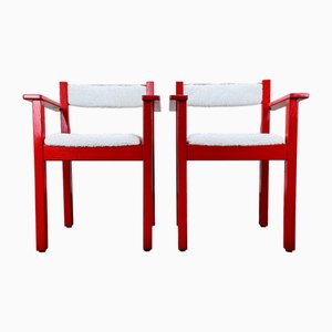 Rote Mid-Century Sessel, 1970er, 2er Set