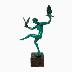 Briand, Bailarina Art Déco con palomas, de principios del siglo XX, Regula