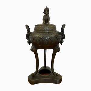 Antique Chinese Bronze Incense Vase, 1880s