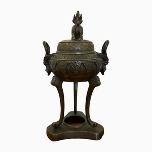 Vaso da incenso antico in bronzo, Cina, fine XIX secolo