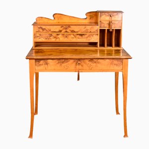 Bureau Art Nouveau Gravé par Pyrogravure, 1890s