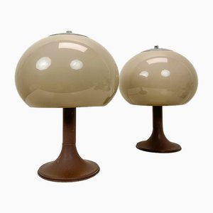 Space Age Mushroom Table Lamps attributed to Herda, 1980s, Set of 2