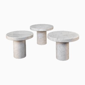 Carrara Marble Coffee Tables, 1975, Set of 3