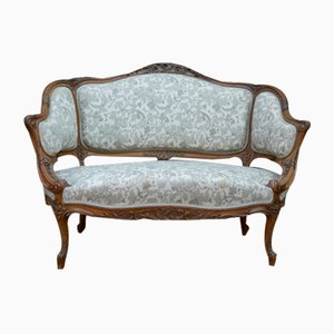 Louis XV Style Bench in Fabric and Walnut, 1900s