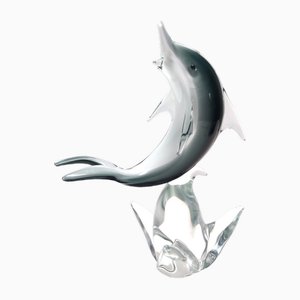 Postmodern Hand-Modeled Murano Glass Decorative Dolphin, Italy, 1970s