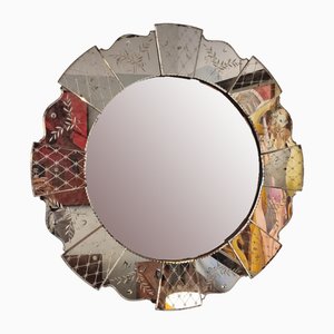 Venetian Round Wall Mirror in Glass, 1950s