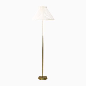 Scandinavian Brass Lamp with Paper Lampshade, 1960s
