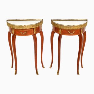 French Marble Top Side Tables, 1950, Set of 2